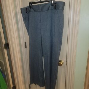 Womens Plus Sz 22 Darjoni Pants Decorative Buttons Gray Herringbone